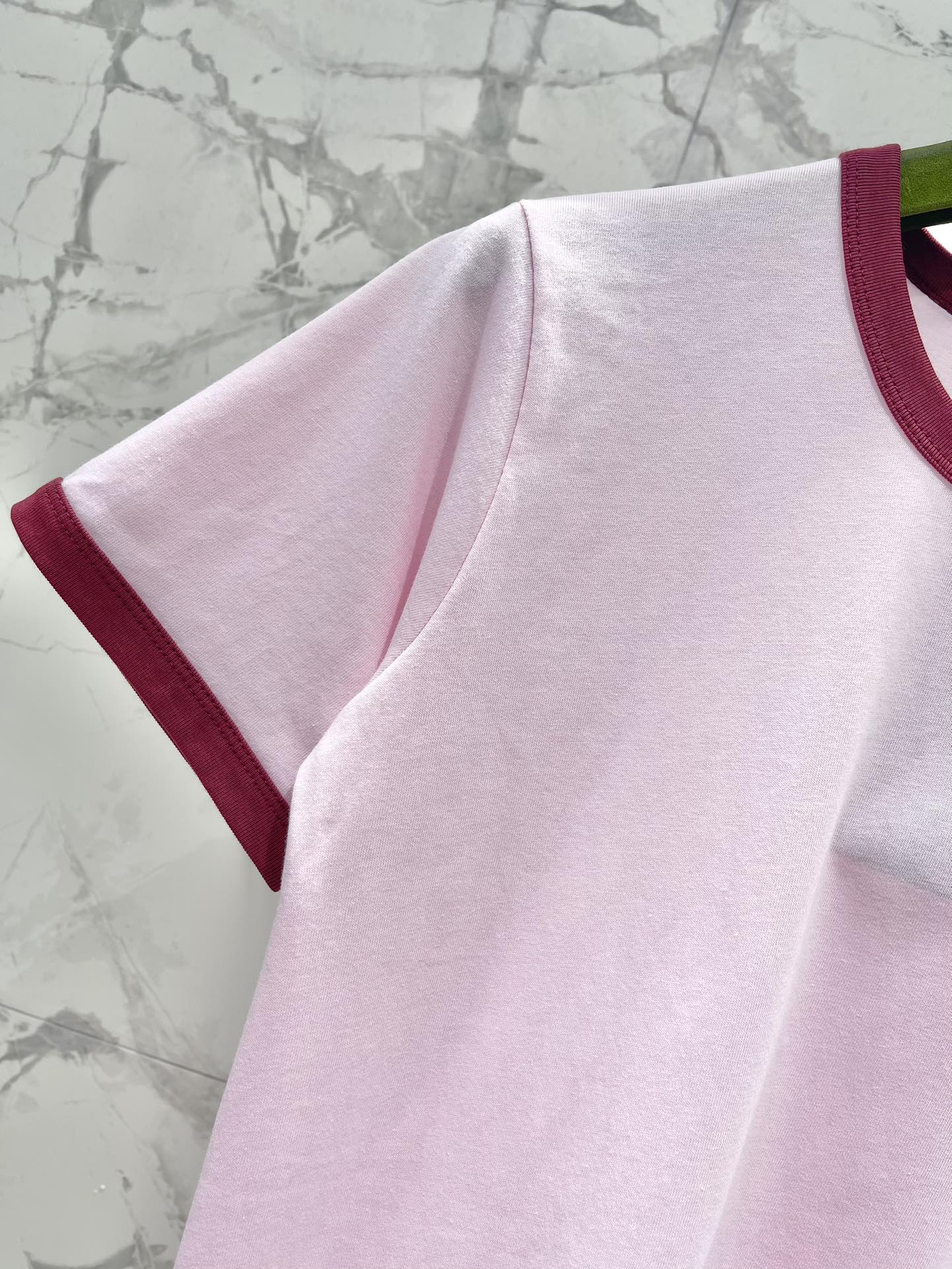 GUCCI Gucci Embroidered Short Sleeves T-shirt Pink Cotton