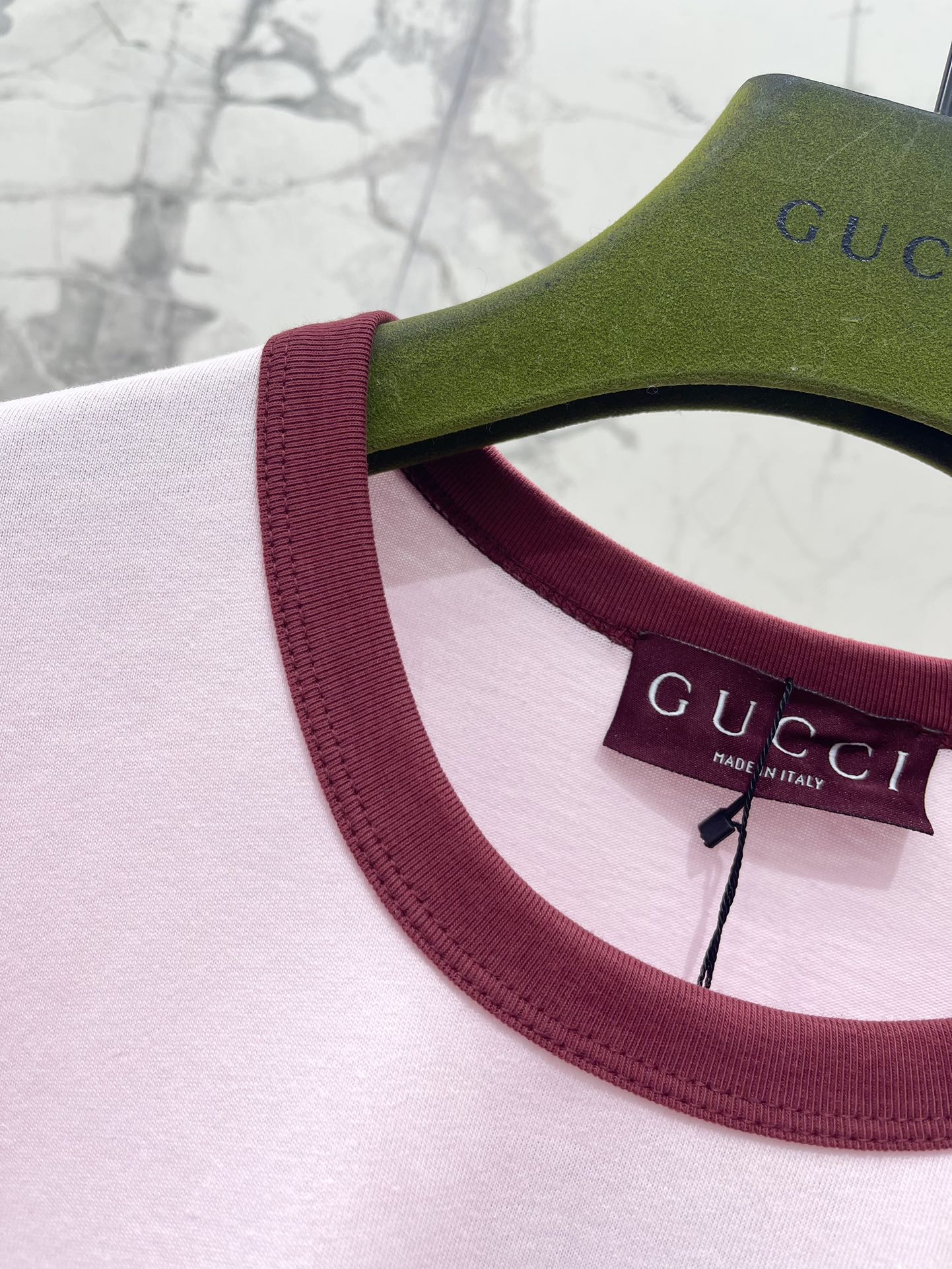 GUCCI Gucci Embroidered Short Sleeves T-shirt Pink Cotton
