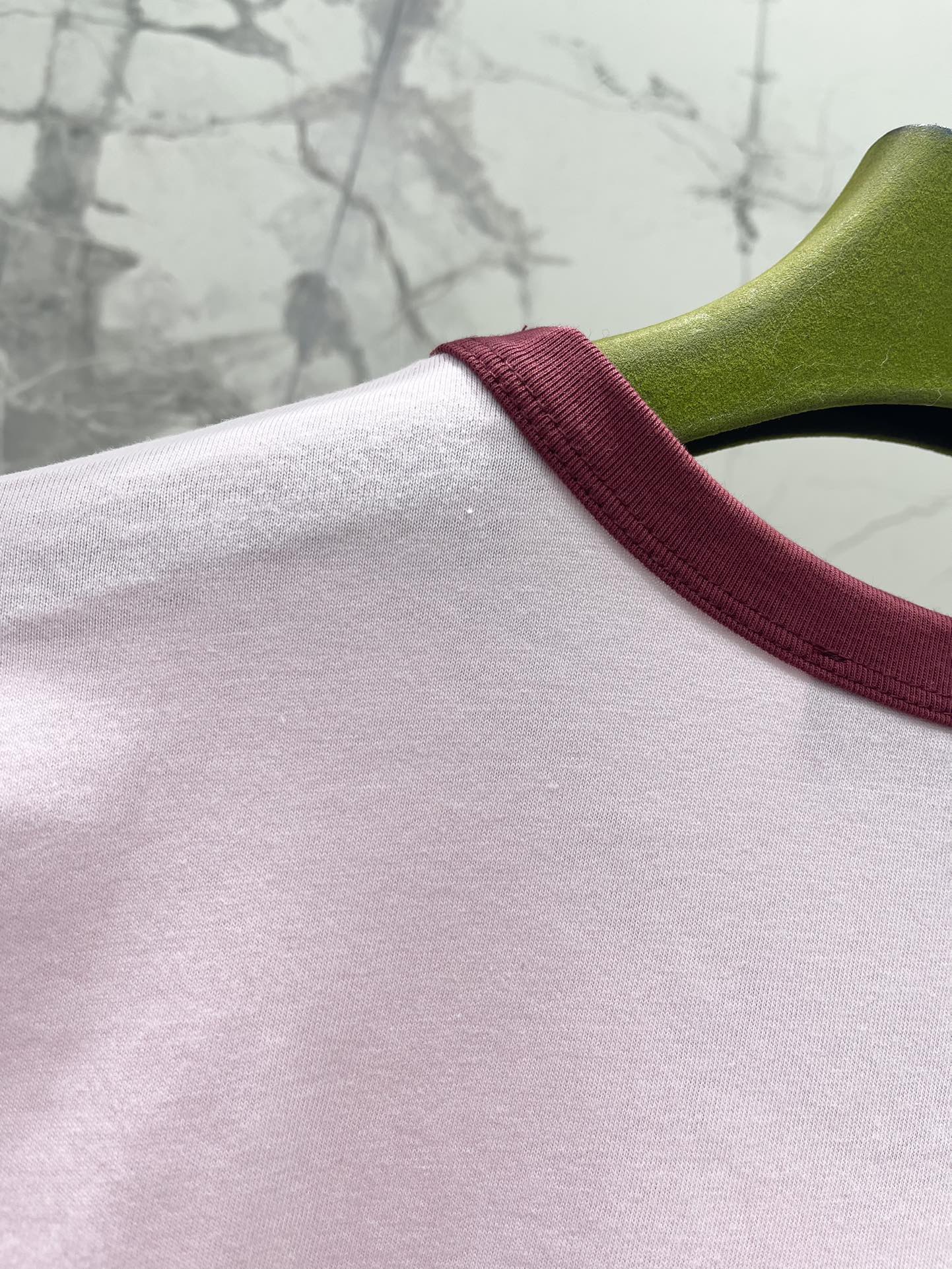 GUCCI Gucci Embroidered Short Sleeves T-shirt Pink Cotton