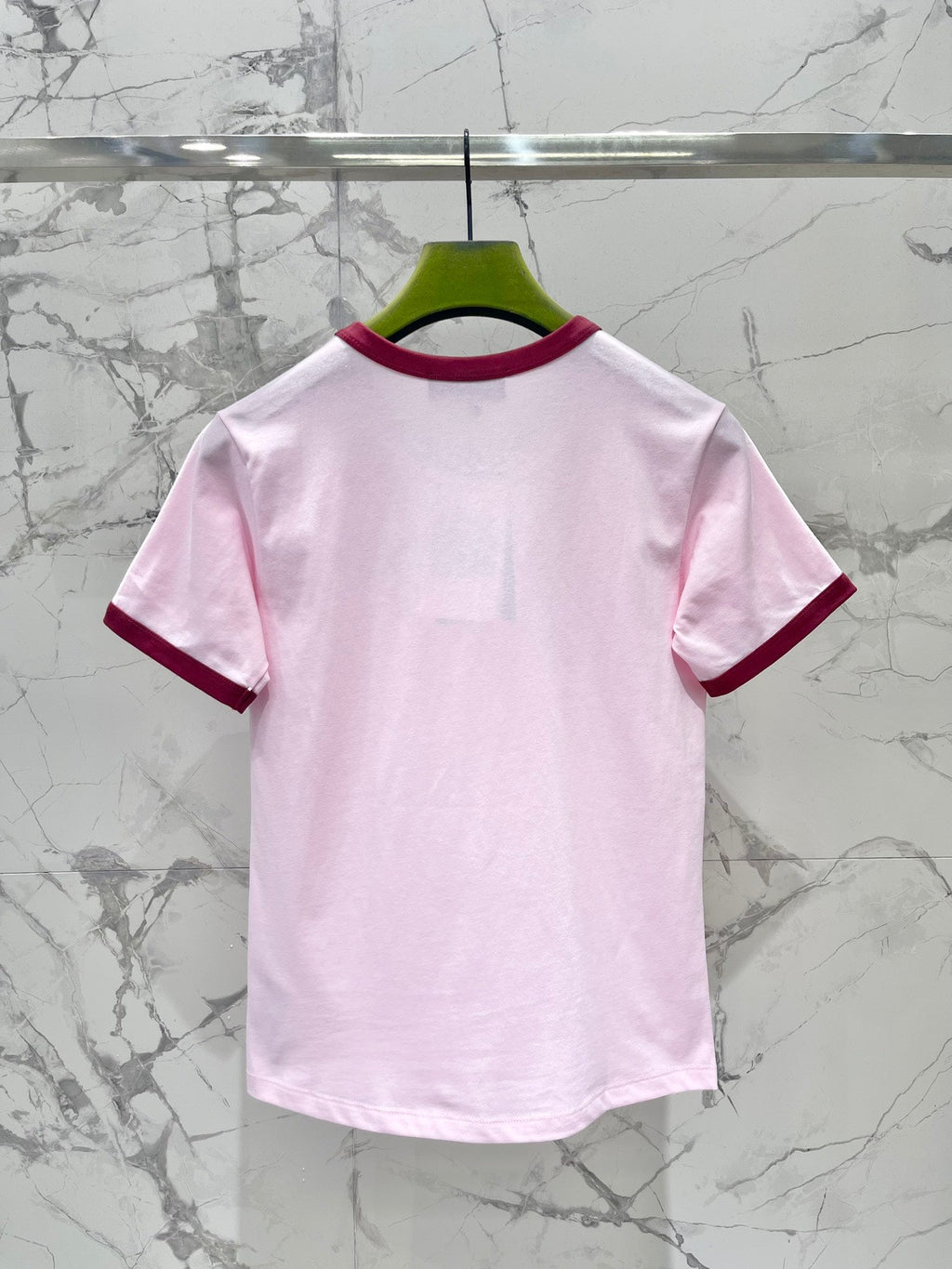 GUCCI Gucci Embroidered Short Sleeves T-shirt Pink Cotton