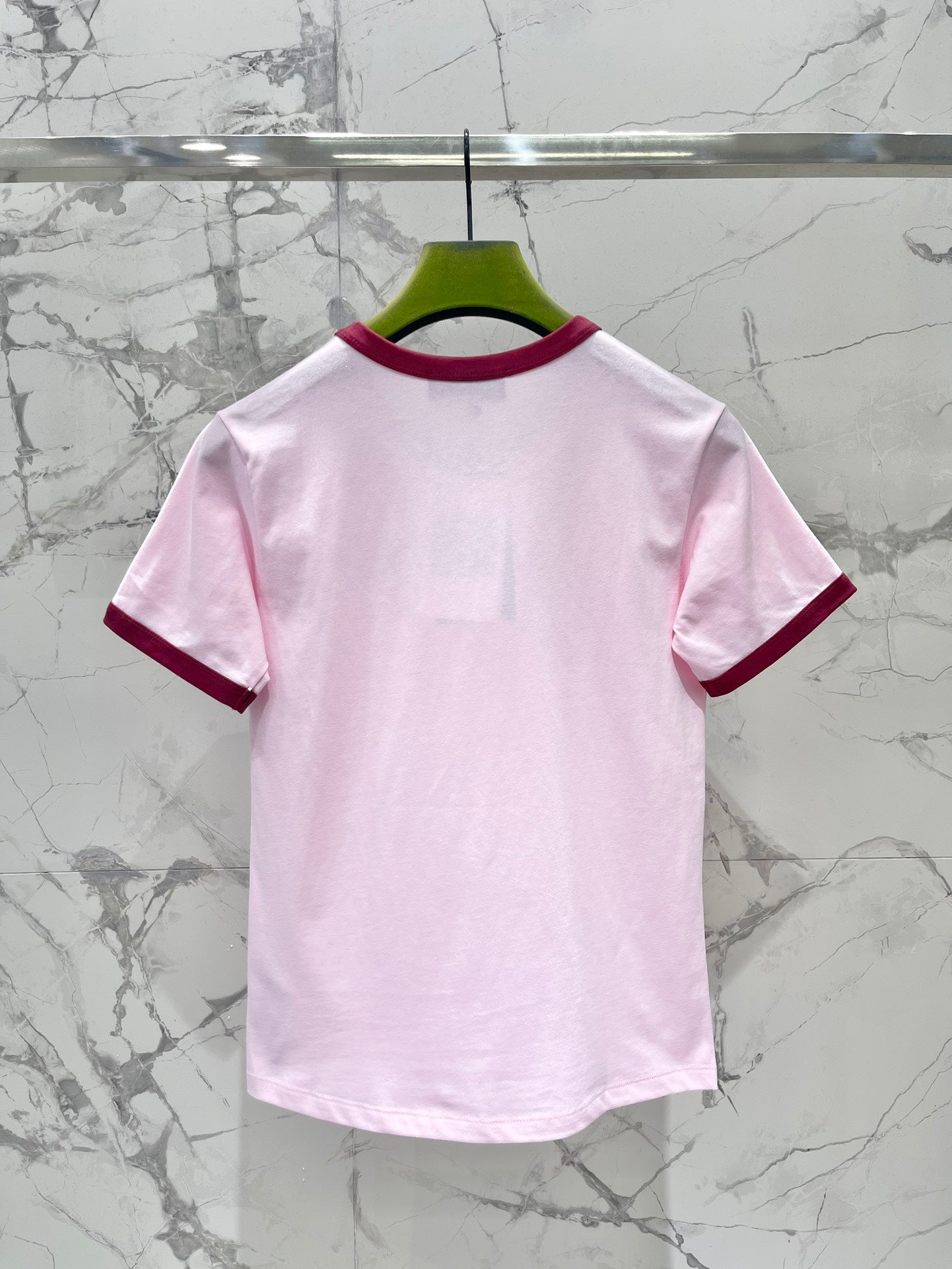 GUCCI Gucci Embroidered Short Sleeves T-shirt Pink Cotton