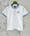 GUCCI Gucci Embroidered Short Sleeves T-shirt White Blue Cotton