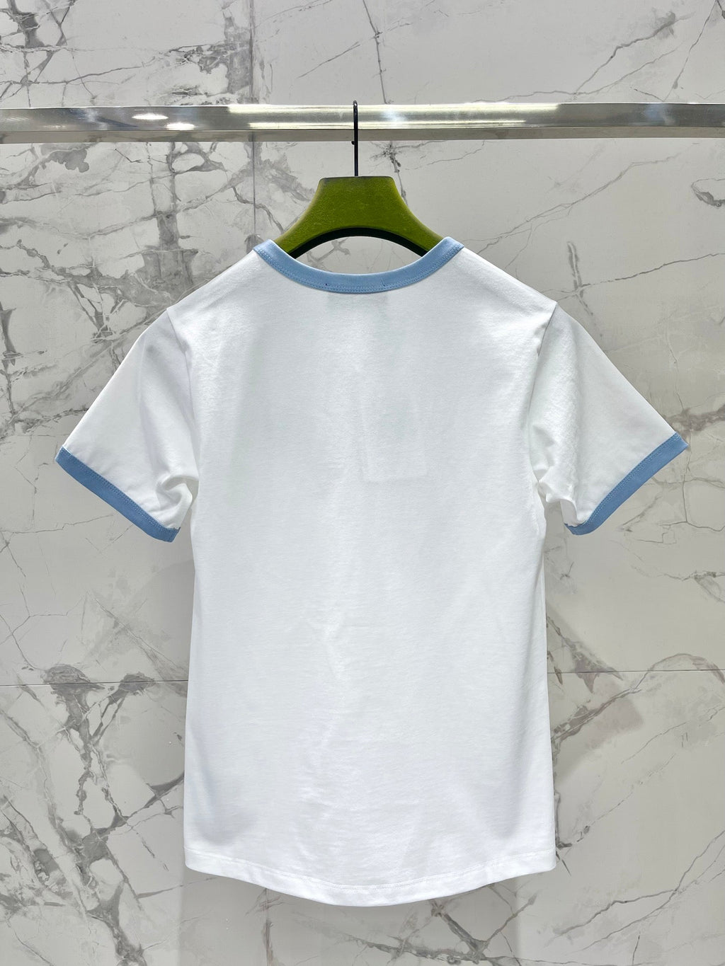 GUCCI Gucci Embroidered Short Sleeves T-shirt White Blue Cotton