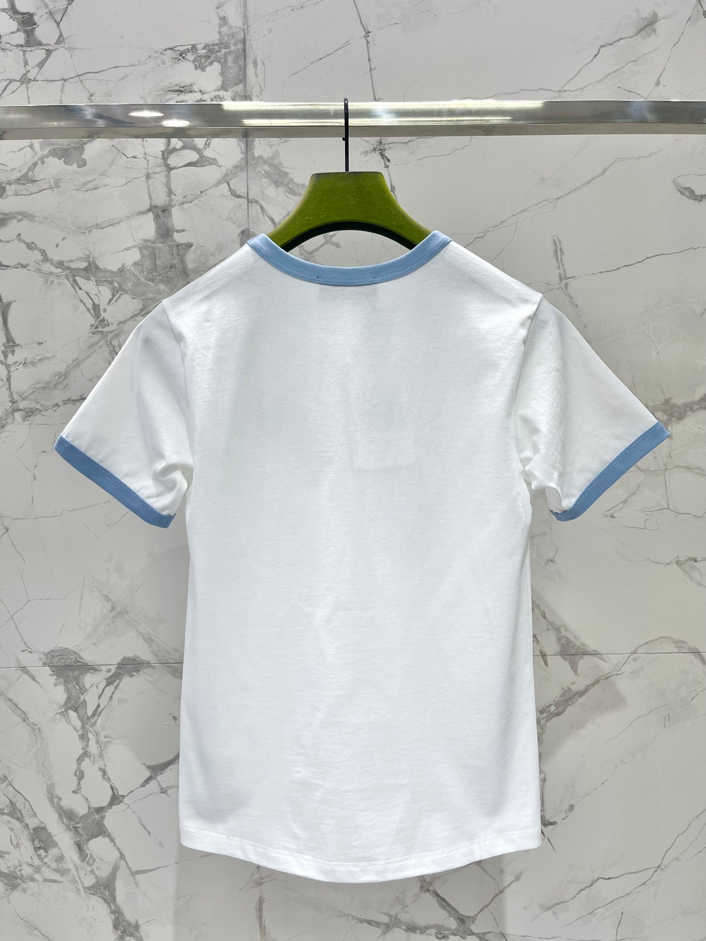 GUCCI Gucci Embroidered Short Sleeves T-shirt White Blue Cotton