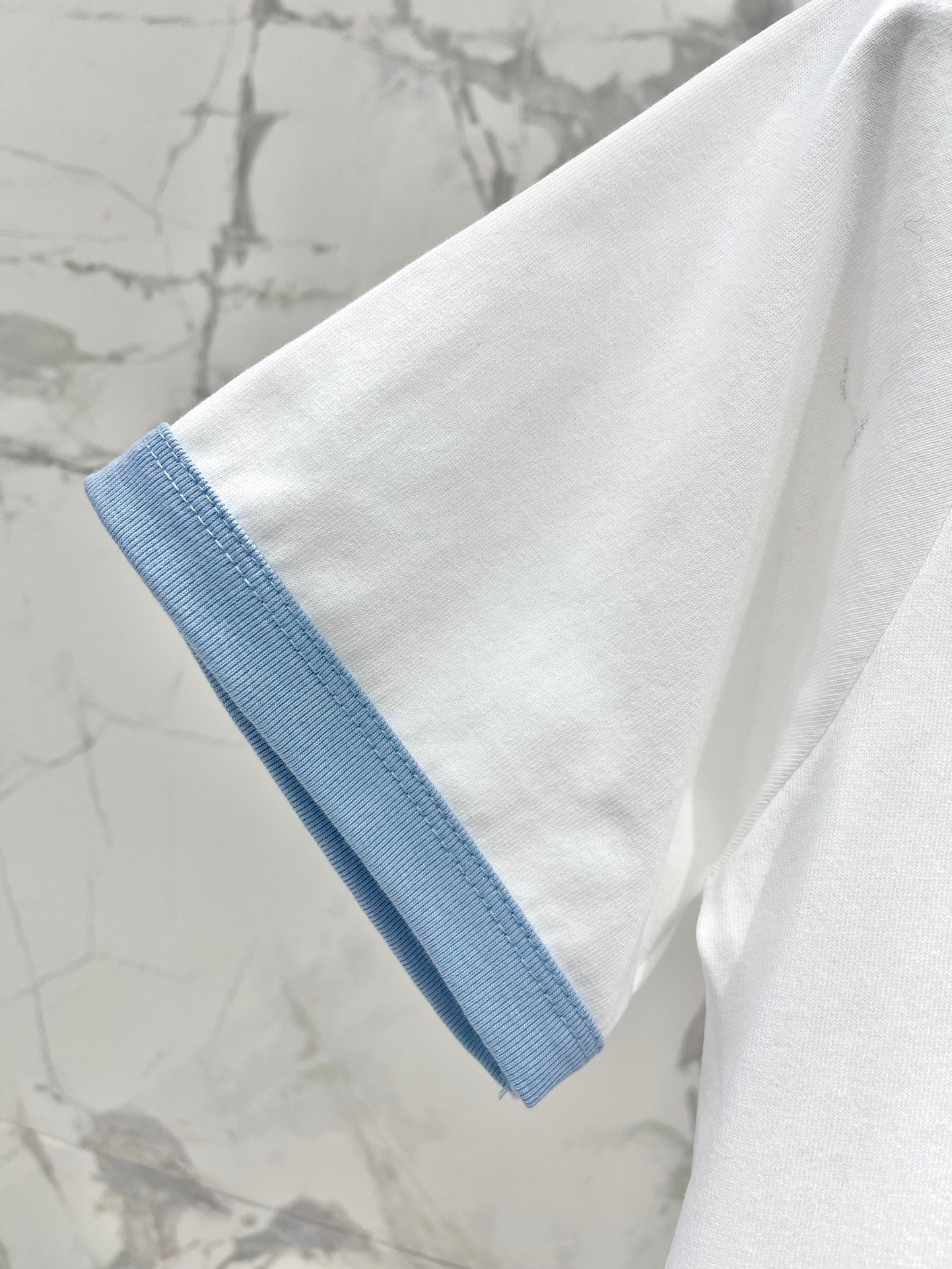 GUCCI Gucci Embroidered Short Sleeves T-shirt White Blue Cotton