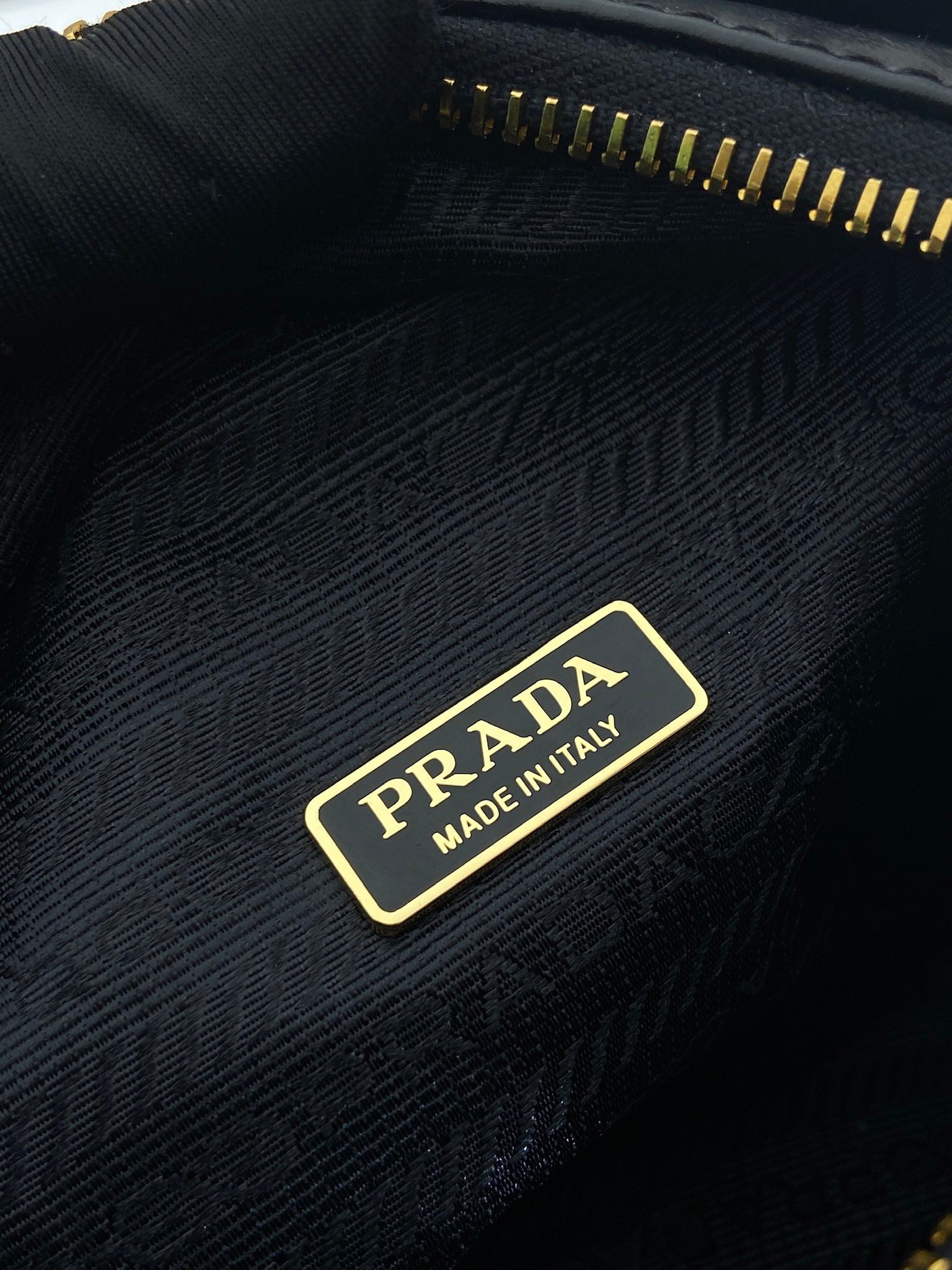 PRADA SMALL RECTANGULAR BAG 14 IN BLACK OIL WAX LAMBSKIN GOLD HARDWARE