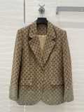 GUCCI Gucci Letter Jacquard Woven Jacket Light Brown Polyester Fiber