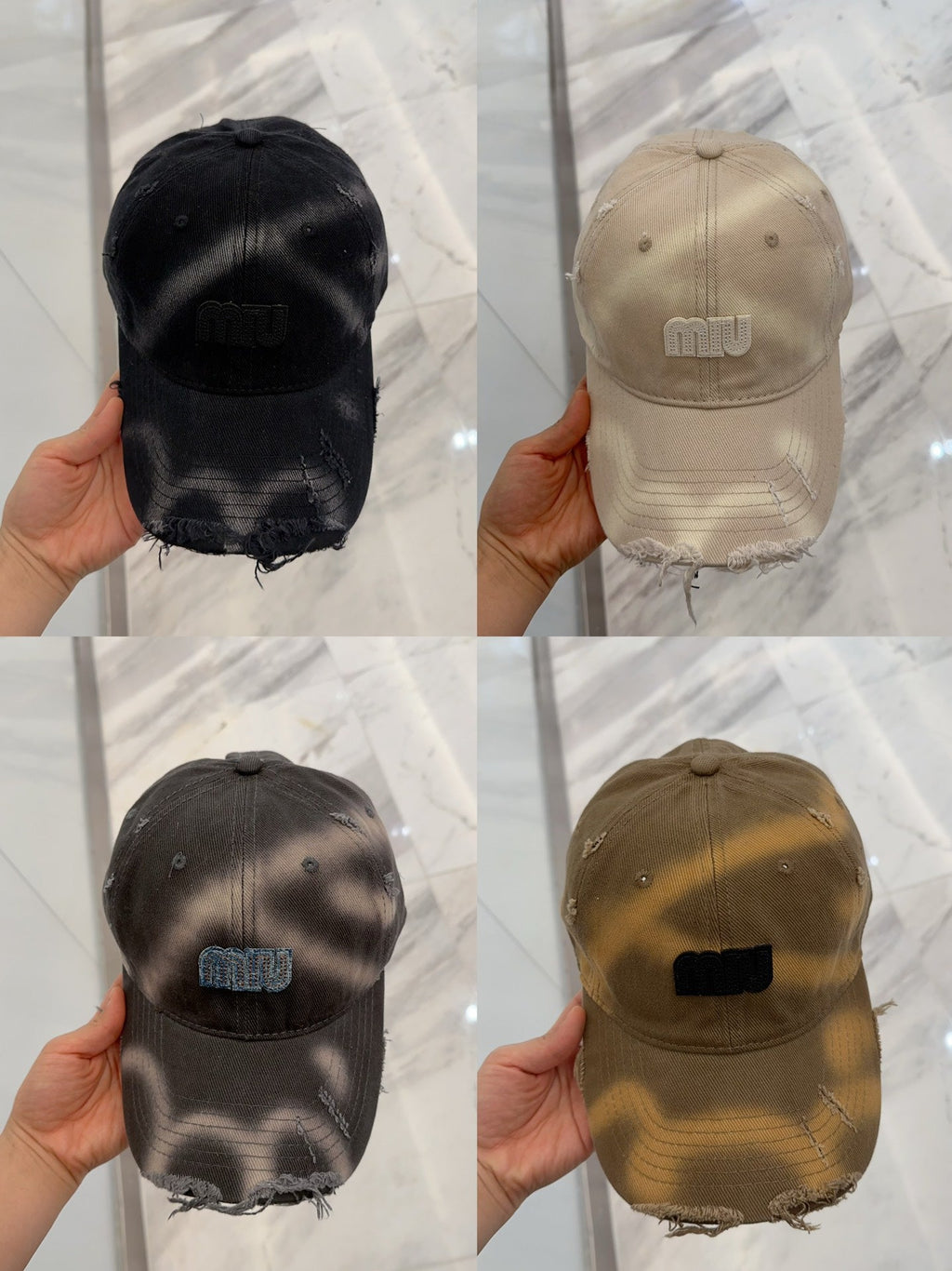 MM BASEBALL CAP IN BROWN DISTRESSED FABRIC STYLE 1
