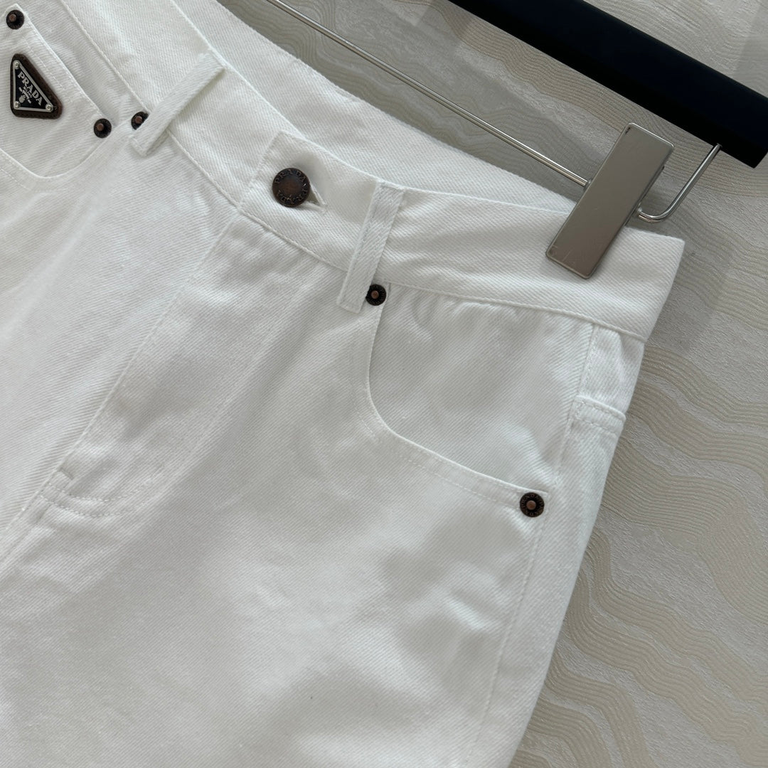 PRADA FASHION STRAIGHT-LEG DENIM SHORTS 263945