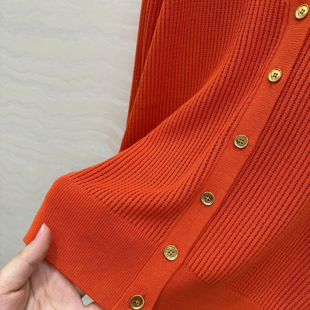 LP RED ORANGE V-NECK KNIT CARDIGAN