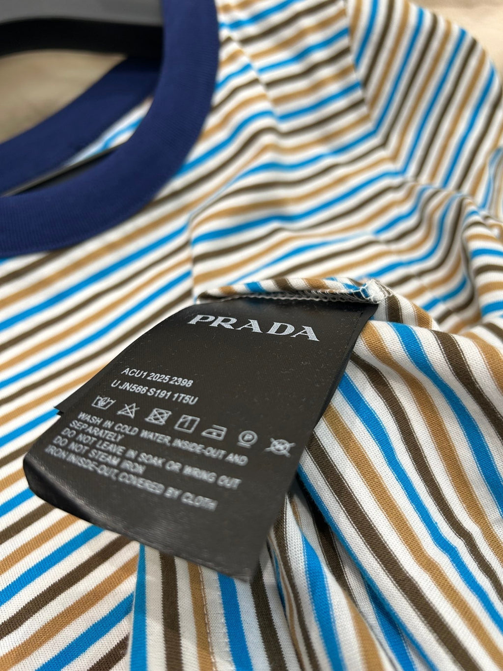 PRADA STRIPED CREW NECK TEE 25S IN COTTON 266080