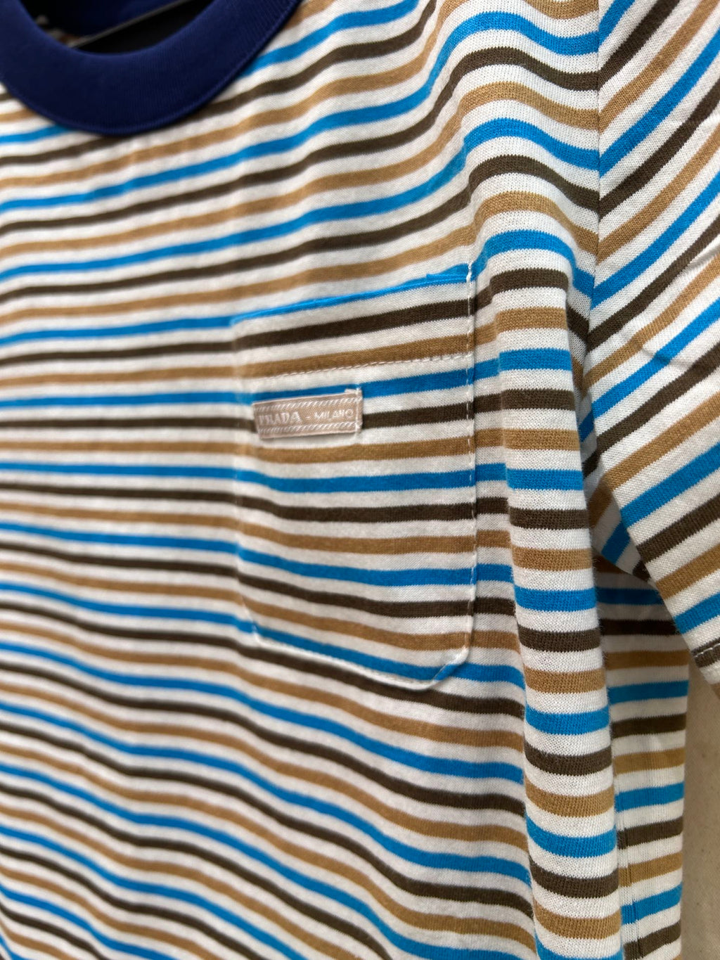 PRADA STRIPED CREW NECK TEE 25S IN COTTON 266080
