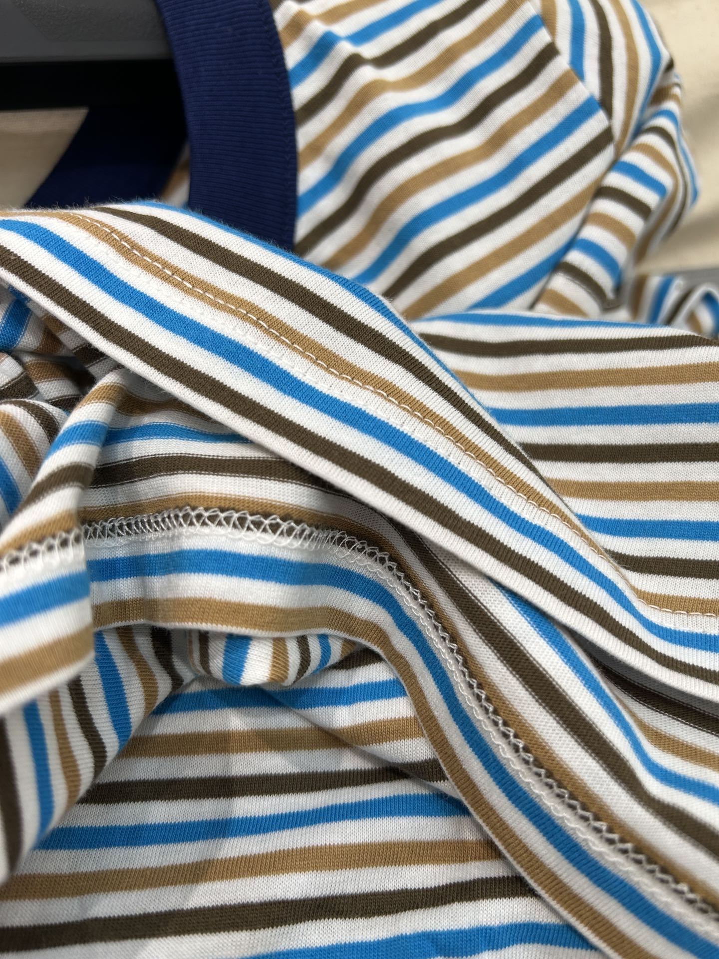 PRADA STRIPED CREW NECK TEE 25S IN COTTON 266080