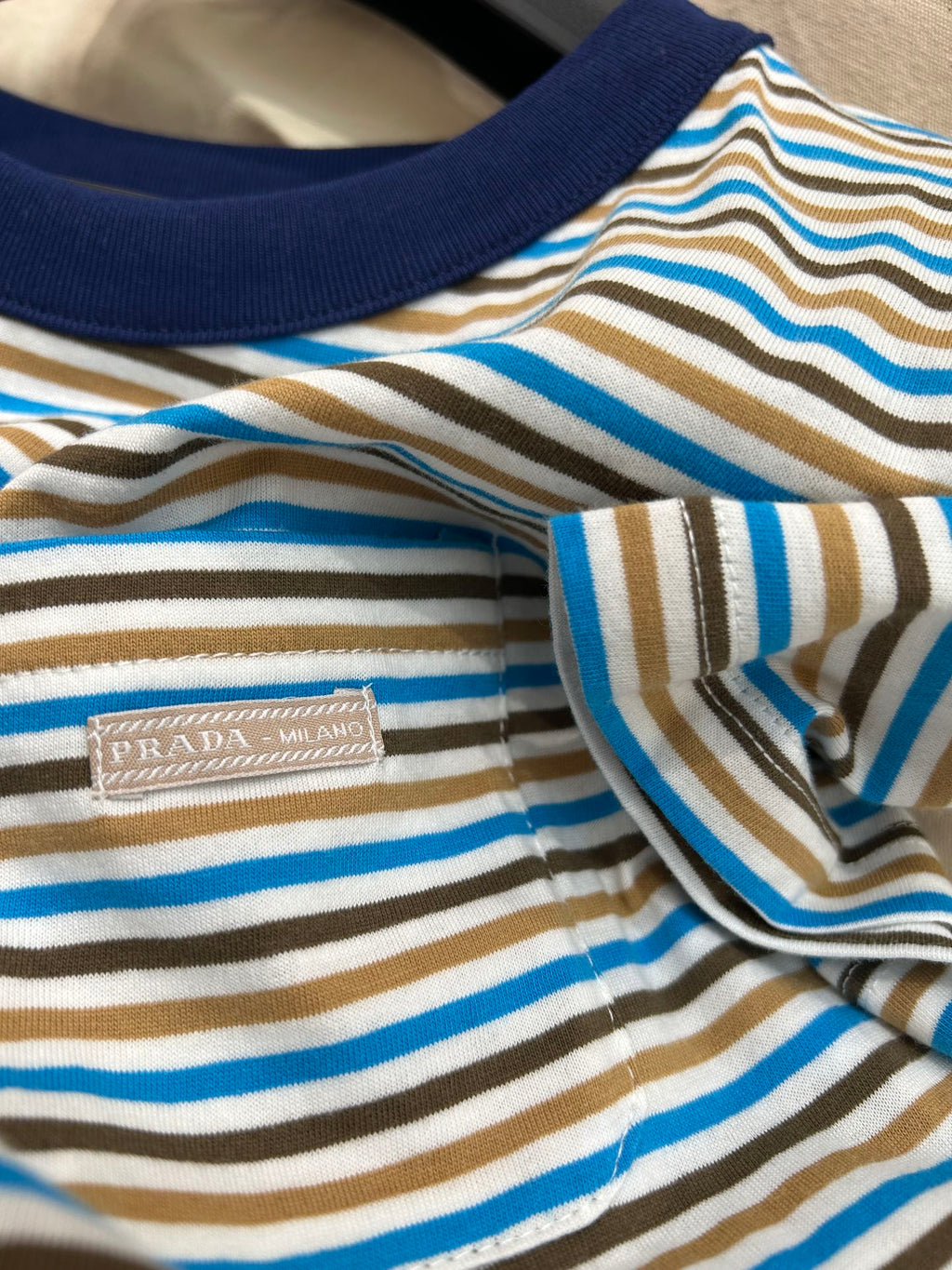 PRADA STRIPED CREW NECK TEE 25S IN COTTON 266080