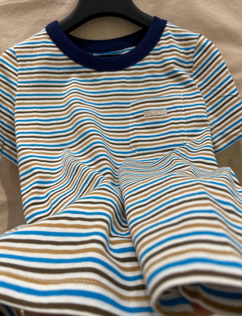 PRADA STRIPED CREW NECK TEE 25S IN COTTON 266080