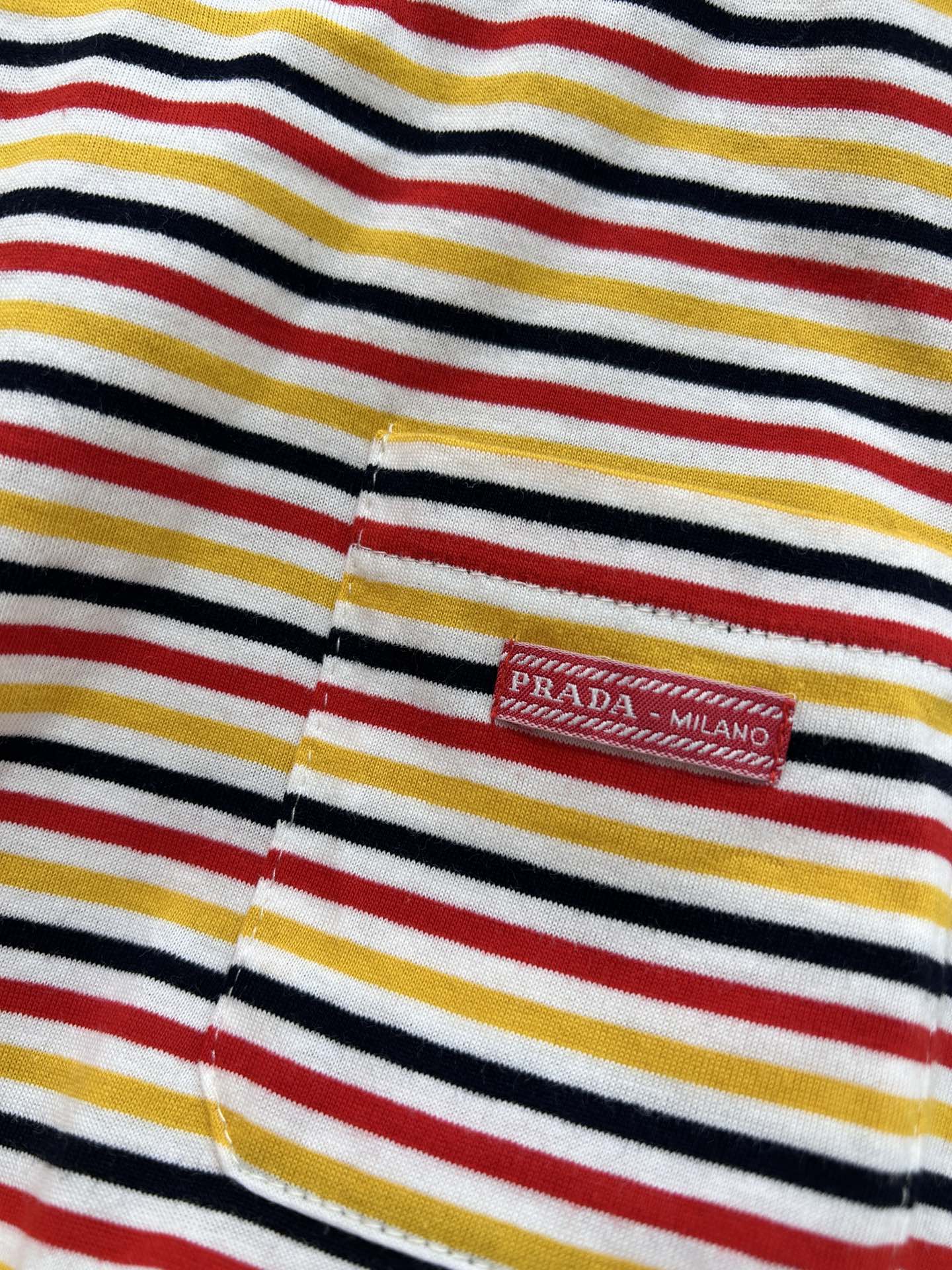PRADA STRIPED CREW NECK TEE 25S IN COTTON 266086