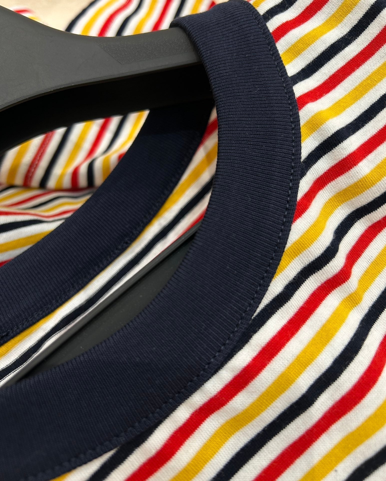 PRADA STRIPED CREW NECK TEE 25S IN COTTON 266086