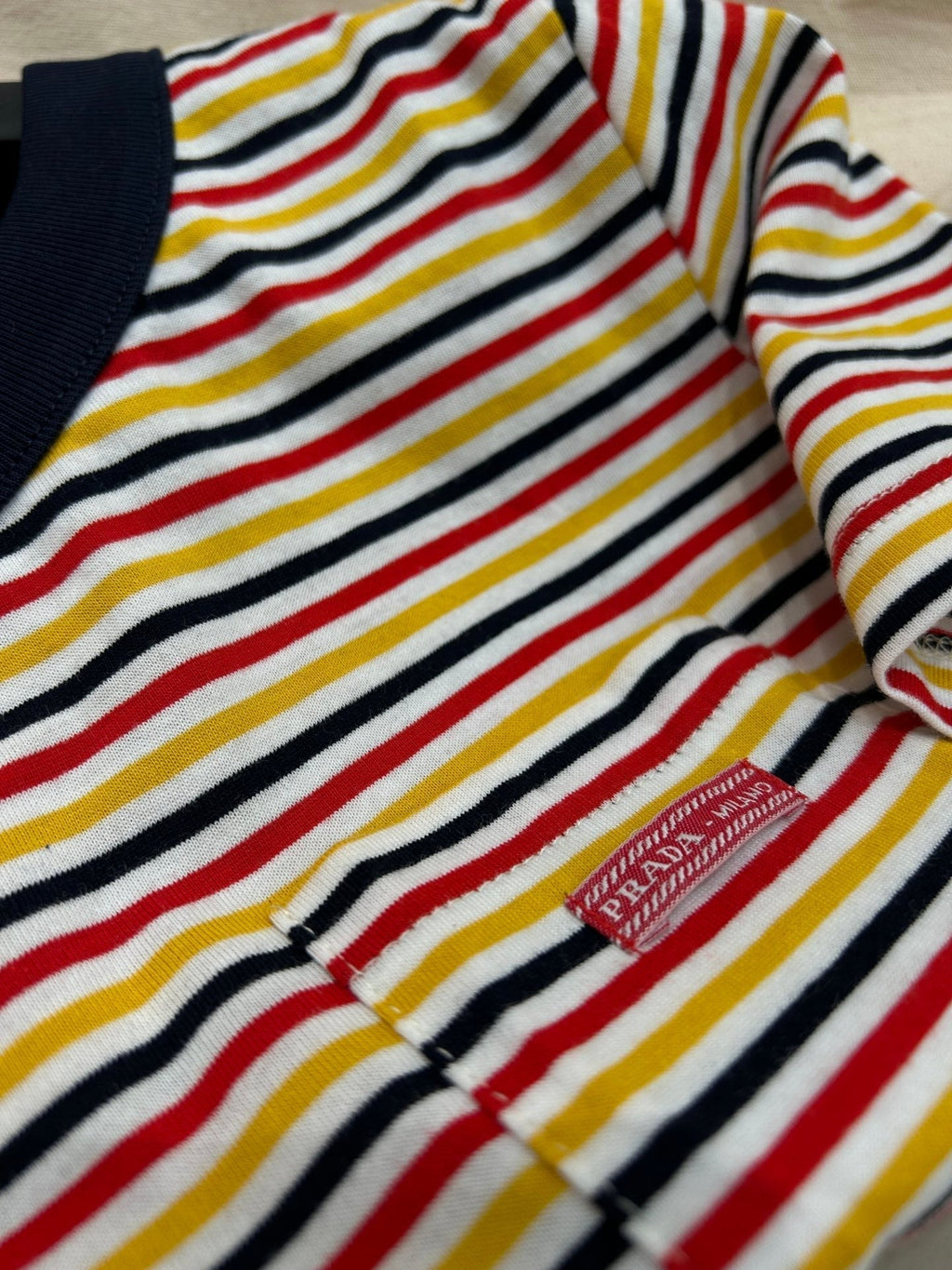 PRADA STRIPED CREW NECK TEE 25S IN COTTON 266086