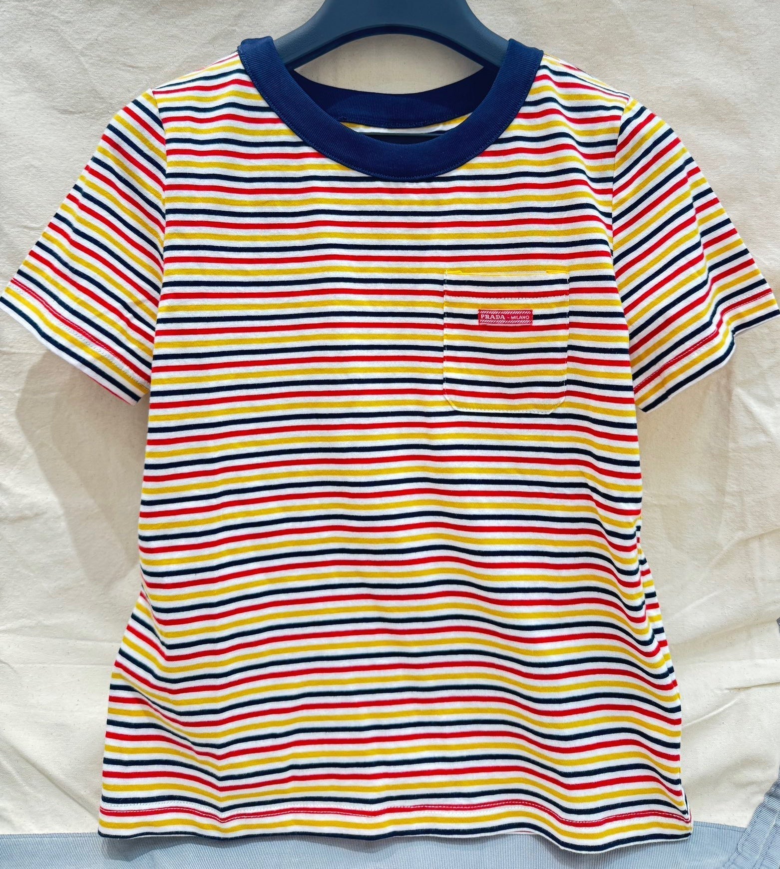 PRADA STRIPED CREW NECK TEE 25S IN COTTON 266086