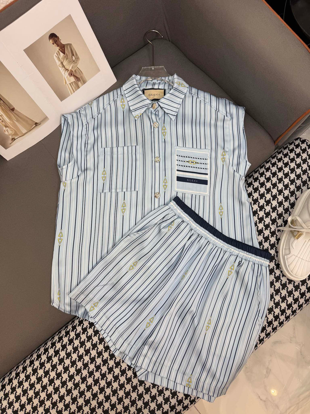 GUCCI GUCC SHIRT JACKET AND SHORTS SET 25S IN ACETATE 266681