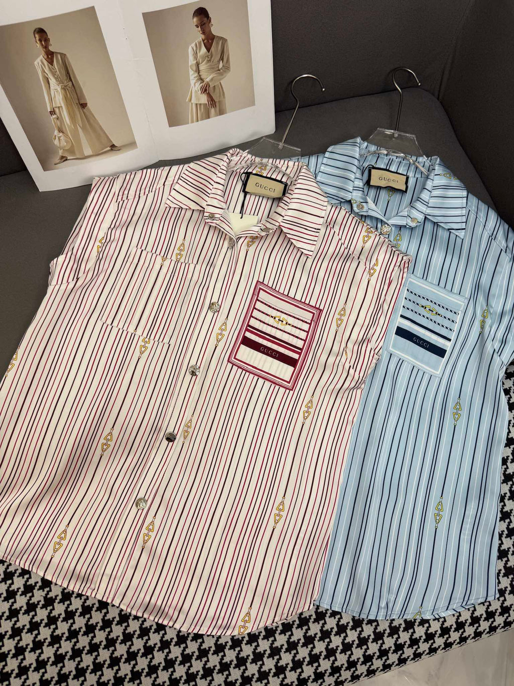 GUCCI GUCC SHIRT JACKET AND SHORTS SET 25S IN ACETATE 266681