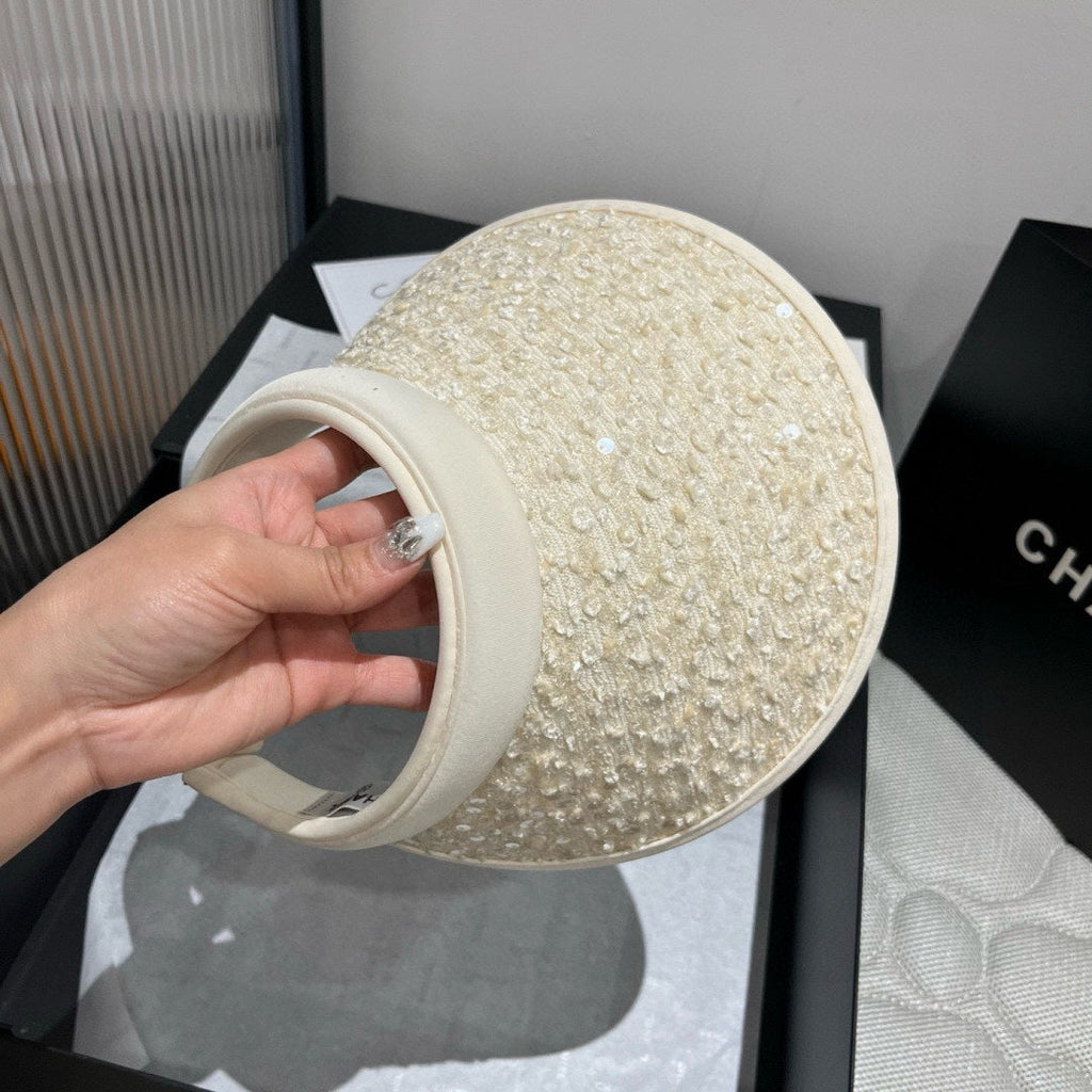 CHANEL SUN HAT MODEL IVORY WITH SEQUINS 673927