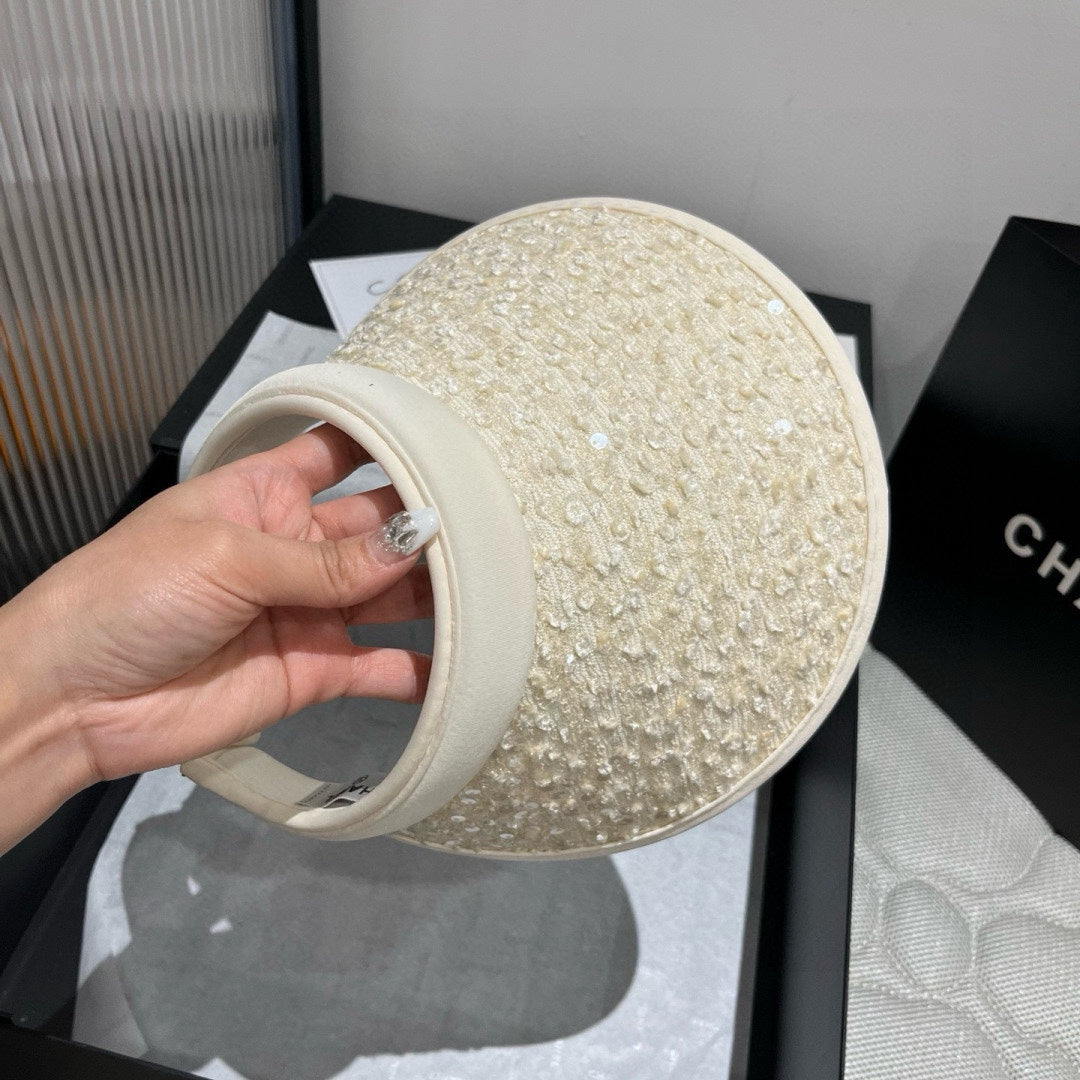 CHANEL SUN HAT MODEL IVORY WITH SEQUINS 673927