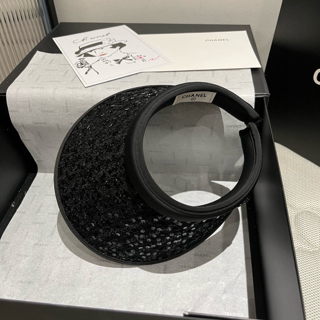 CHANEL SUN HAT MODEL BLACK WITH SEQUINS 673928