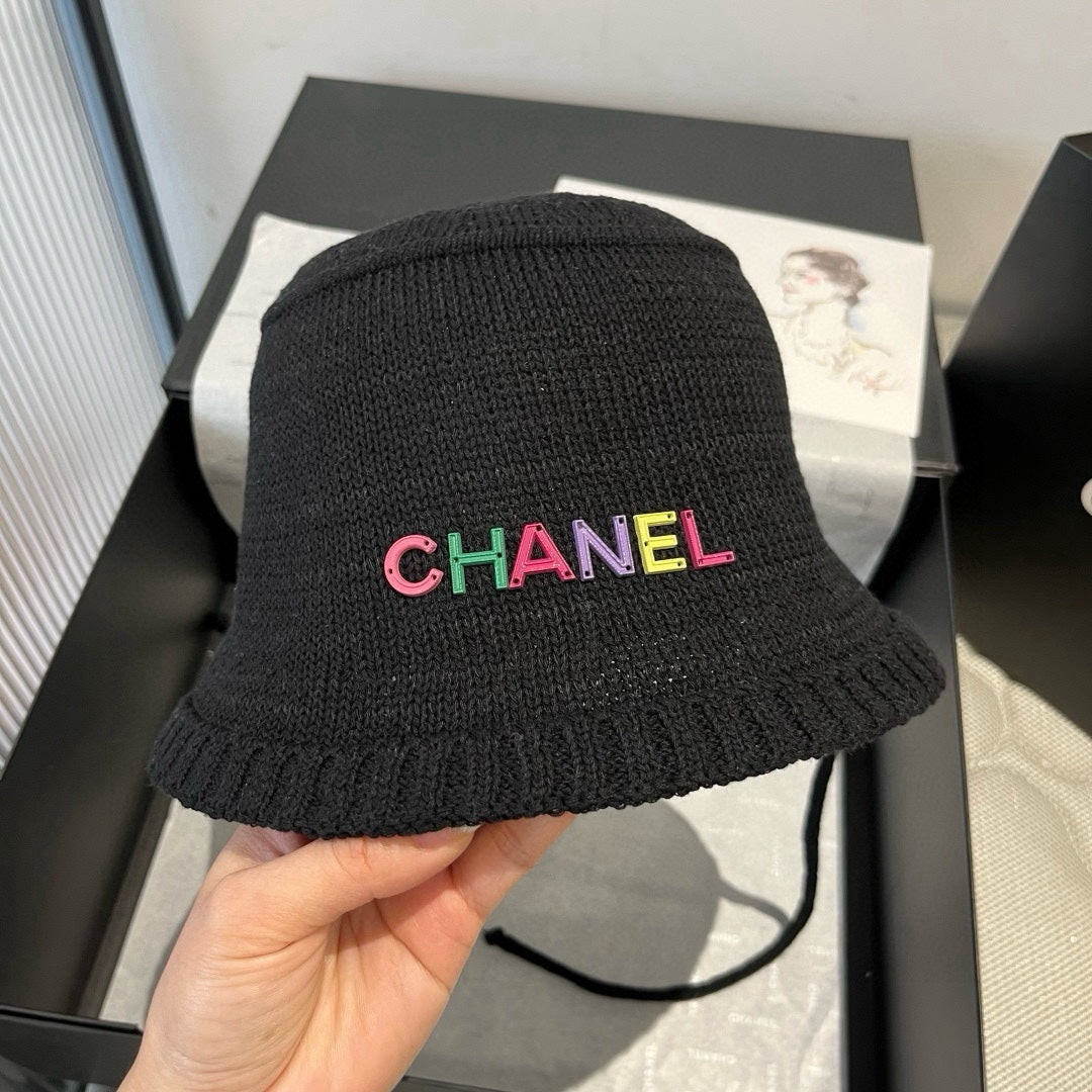 CHANEL WOVEN BUCKET HAT BLACK 673998