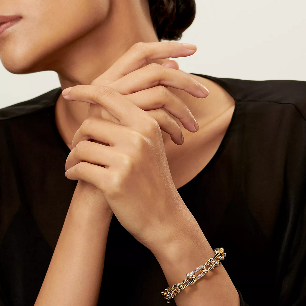 TIFFANY HARDWEAR LARGE LINK GOLD DIAMOND BRACELET