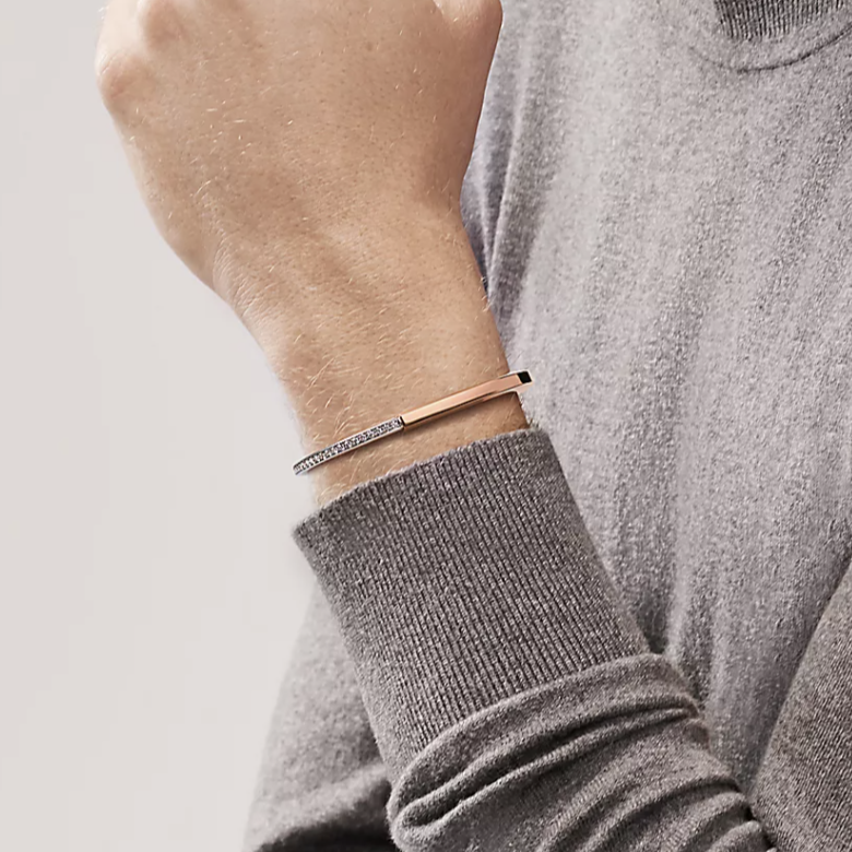 TIFFANY LOCK BRACELET ROSE AND WHITE GOLD DIAMOND