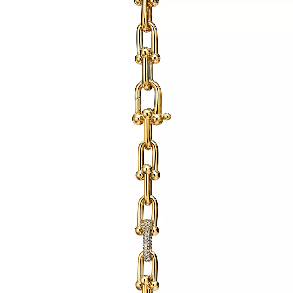 TIFFANY HARDWEAR LARGE LINK GOLD DIAMOND BRACELET