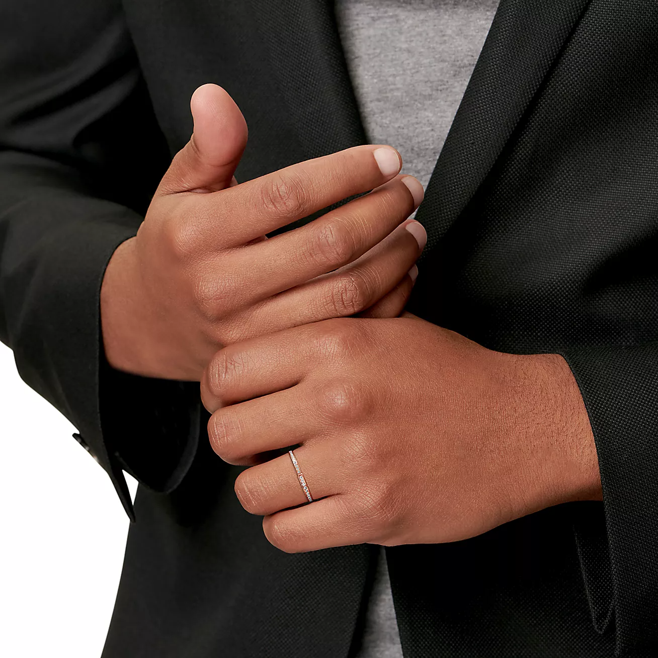 TIFFANY LOCK RING PINK GOLD DIAMOND PAVED