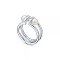 TIFFANY DOUBLE PEARL SILVER RING