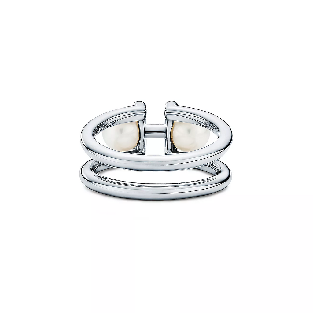 TIFFANY DOUBLE PEARL SILVER RING