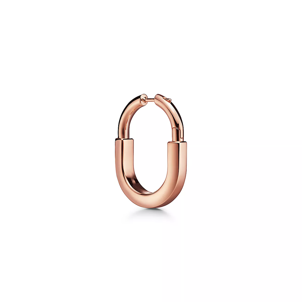 TIFFANY LOCK MEDIUM PINK DIAMOND PINK GOLD EARRINGS