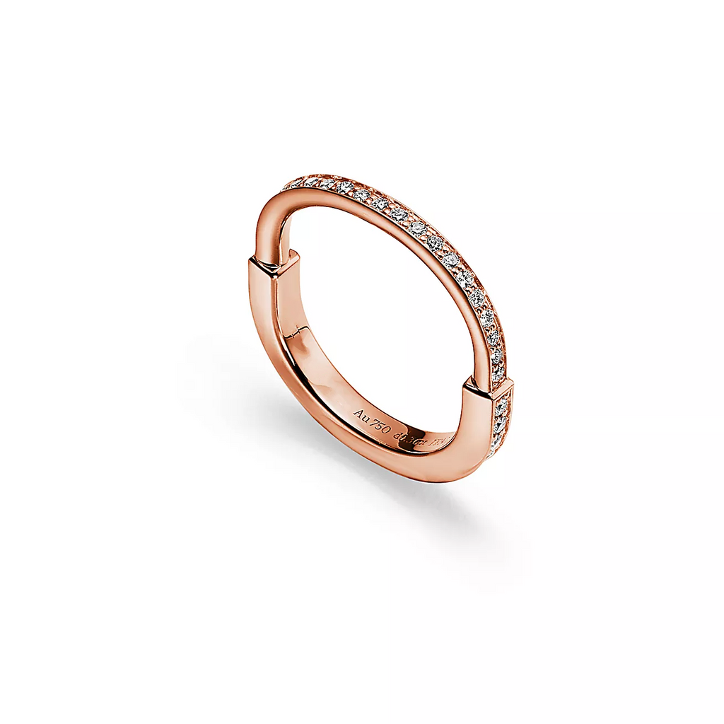 TIFFANY LOCK RING PINK GOLD DIAMOND PAVED