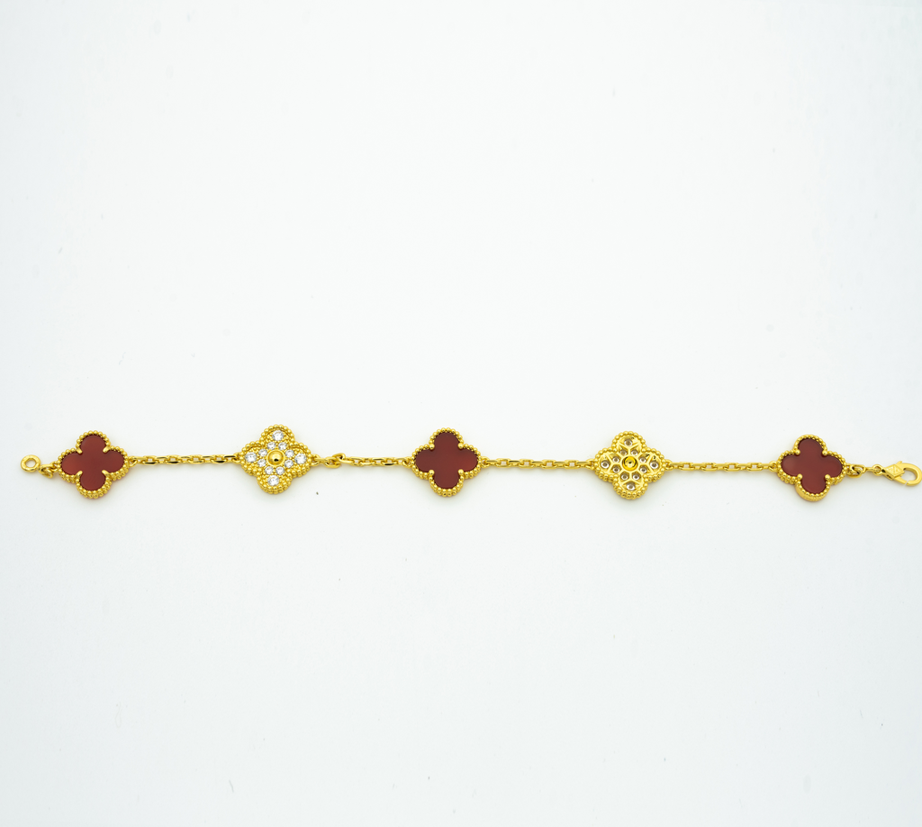 Van Cleef & Arpels CLOVER BRACELET 5 MOTIFS CARNELIAN DIAMOND