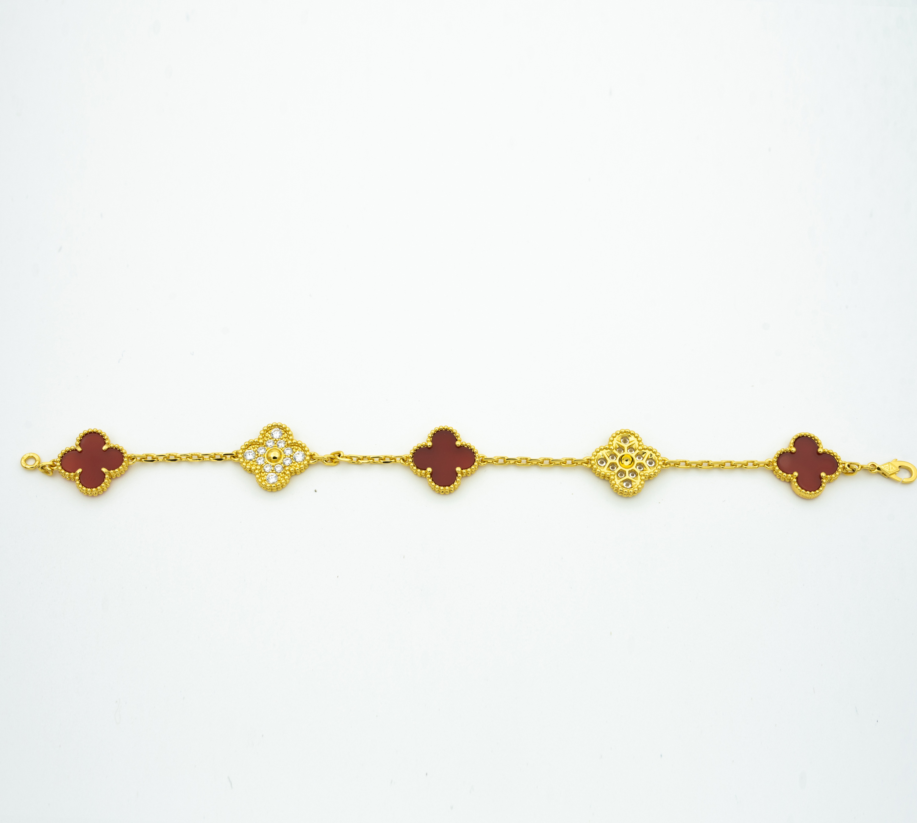 Van Cleef & Arpels CLOVER BRACELET 5 MOTIFS CARNELIAN DIAMOND