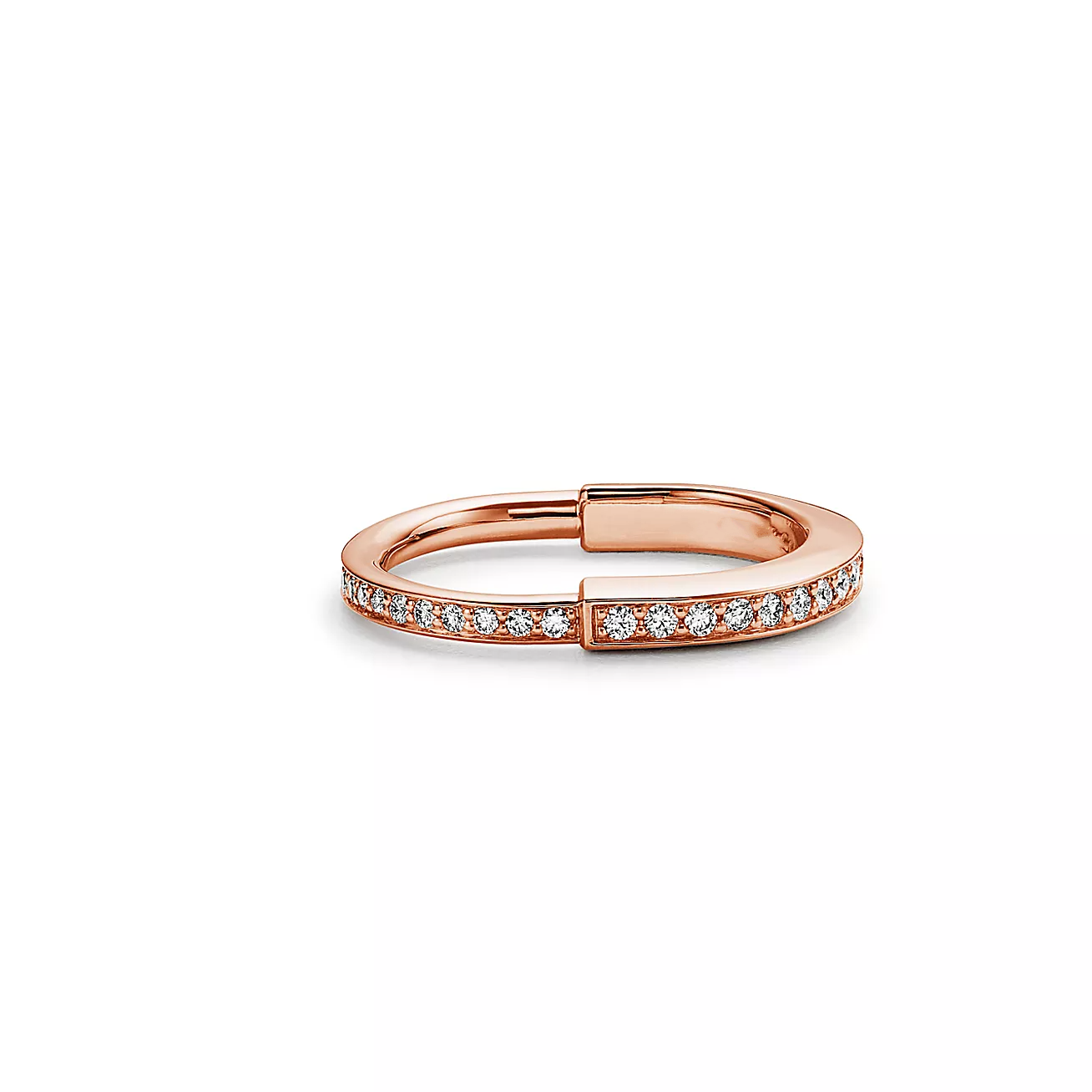 TIFFANY LOCK RING PINK GOLD DIAMOND PAVED