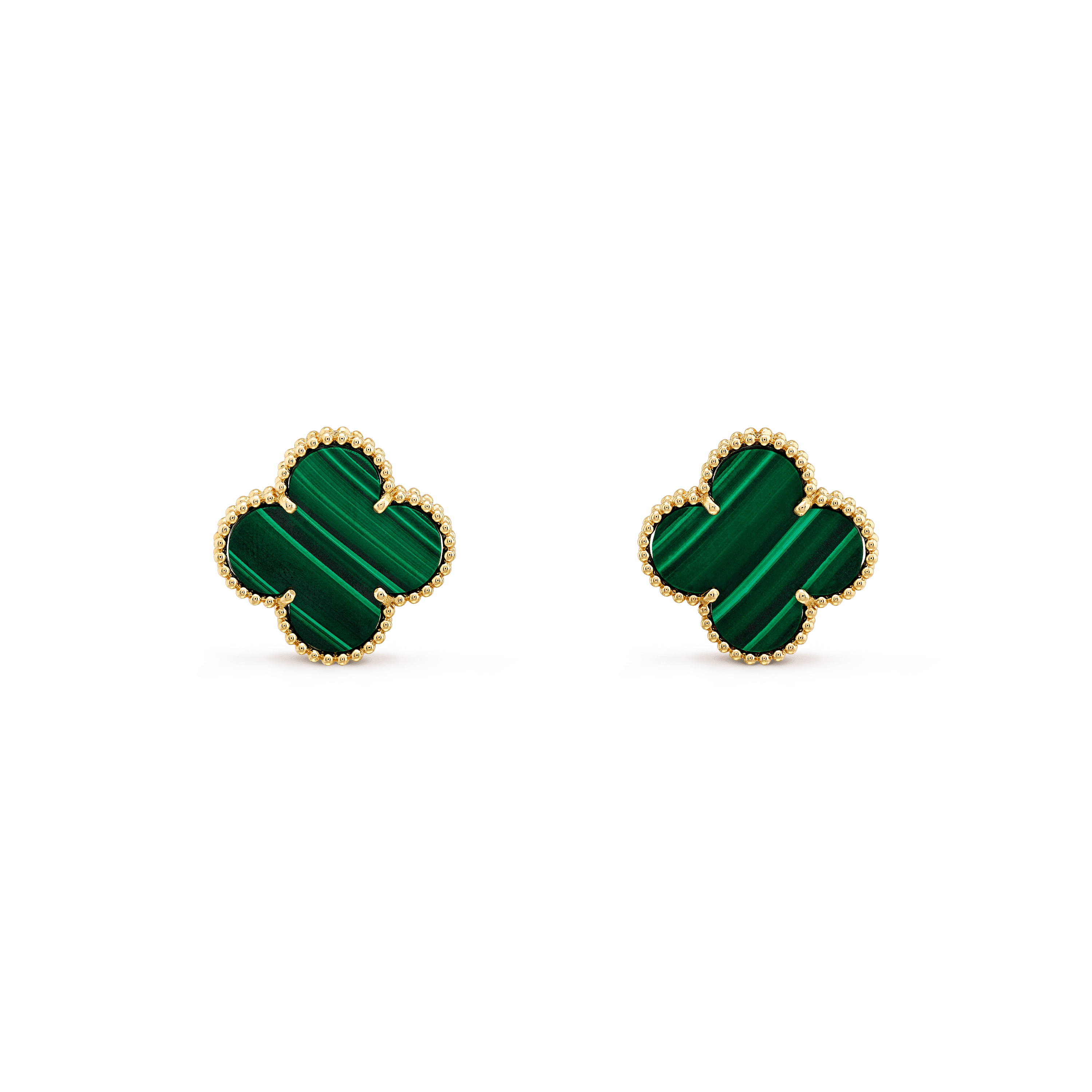 Van Cleef & Arpels CLOVER MINI MALACHITE GOLD EARRINGS