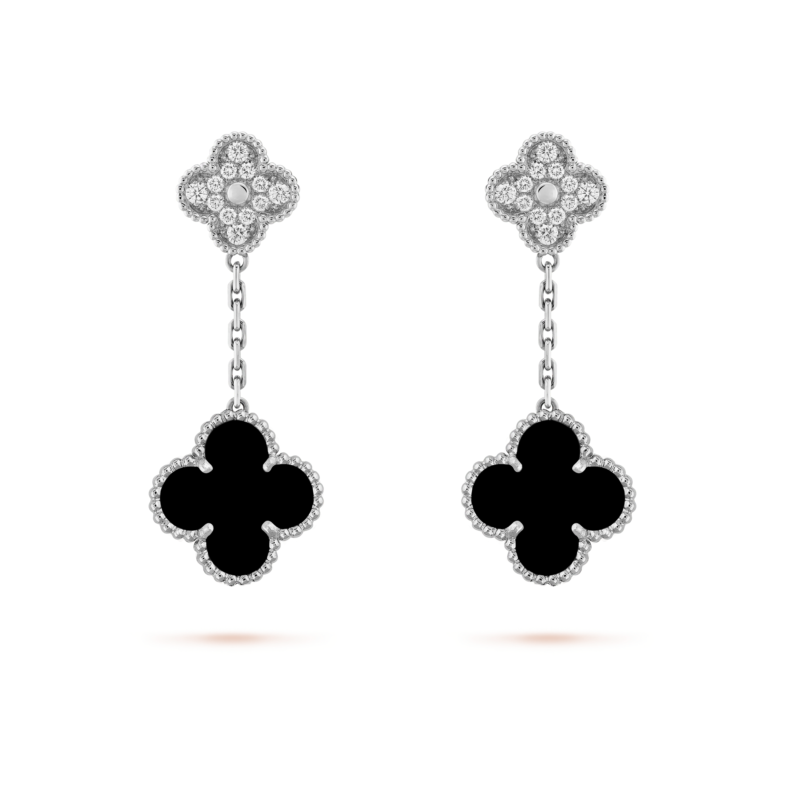 Van Cleef & Arpels CLOVER DIAMOND AND ONYX EARRINGS