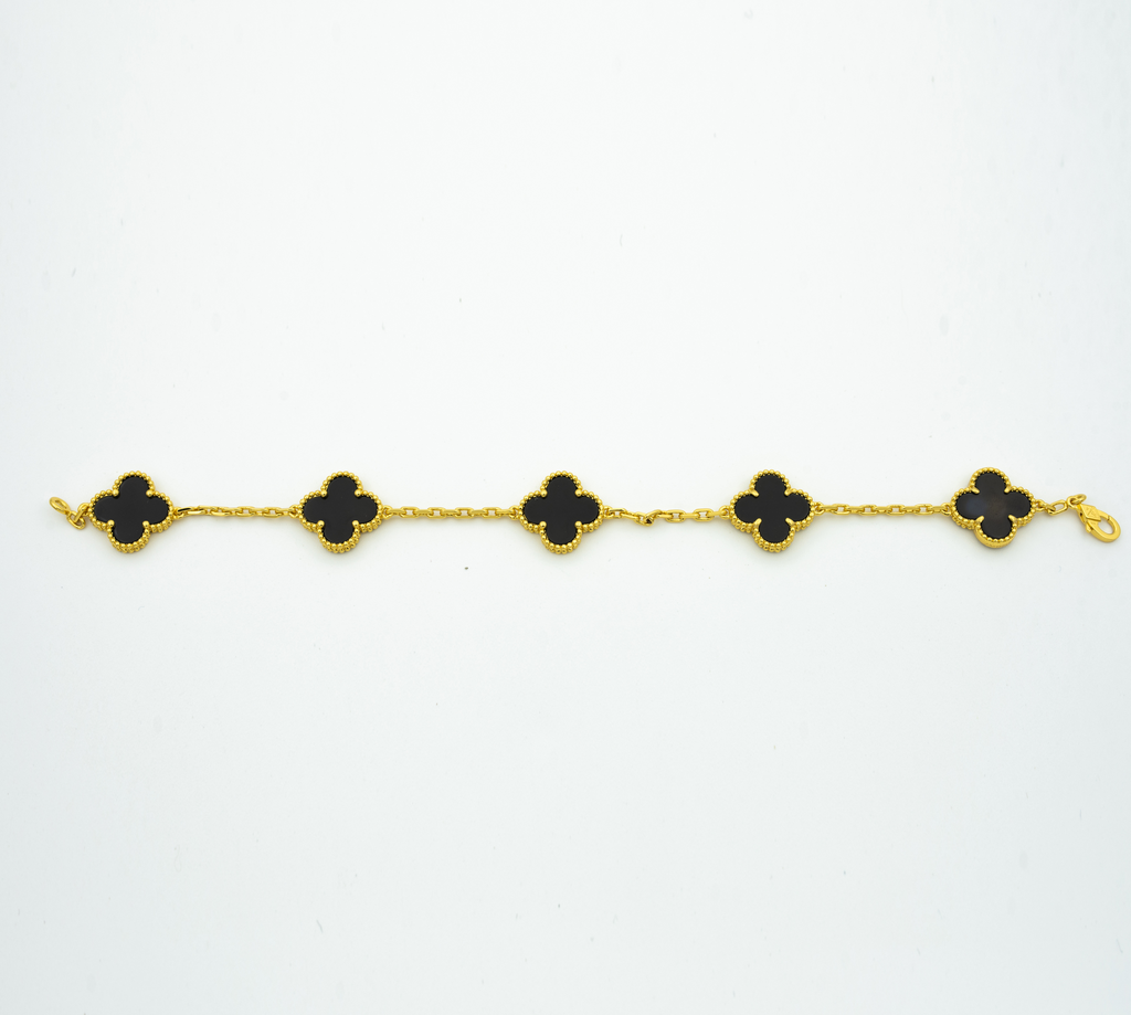 Van Cleef & Arpels CLOVER BRACELET 5 MOTIFS ONYX