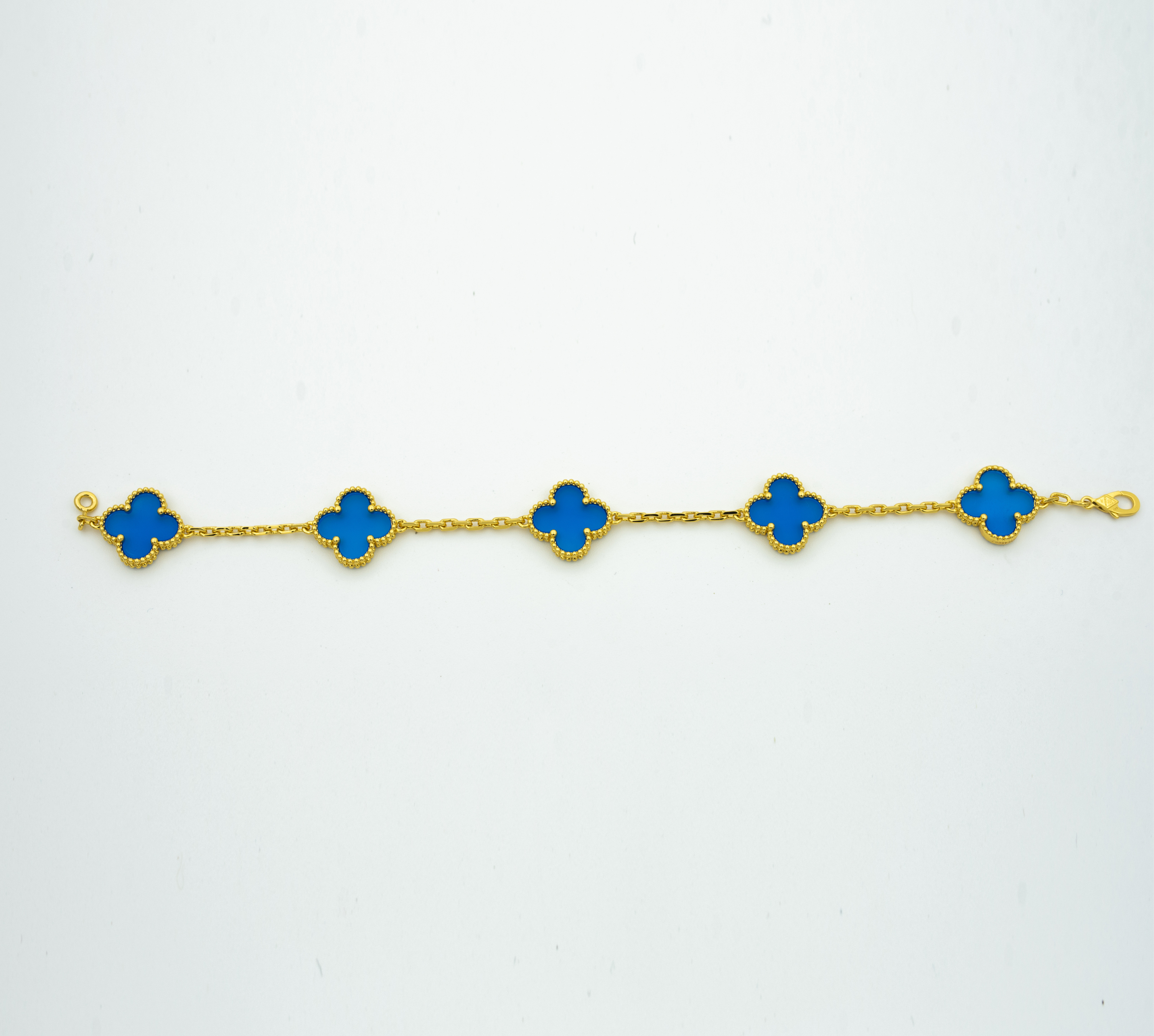 Van Cleef & Arpels CLOVER BRACELET 5 MOTIFS BLUE AGATE
