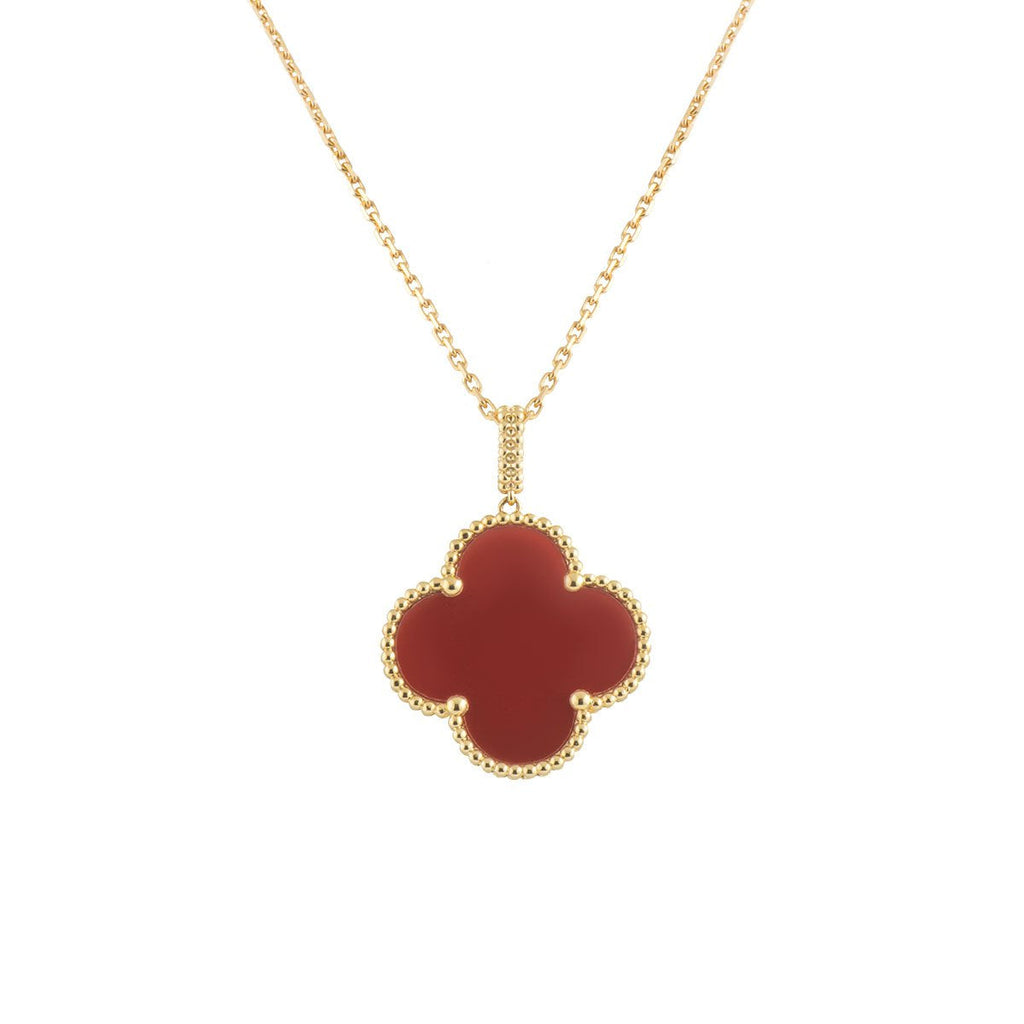 Van Cleef & Arpels CLOVER NECKLACE GOLD CARNELIAN