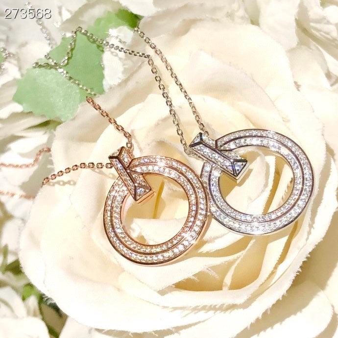TIFFANY T1 CIRCLE DIAMOND PAVED MEDIUM NECKLACE