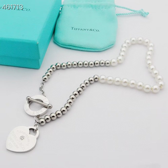 TIFFANY RETURN TO TIF HEART TAF BEAD PEARL BRACELET