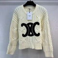 CELINE Celin Black Triomphe Cream Sweater
