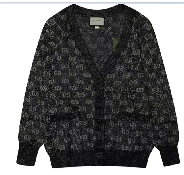 GUCCI Cardigan V-Neck Monogram Black Jacquard