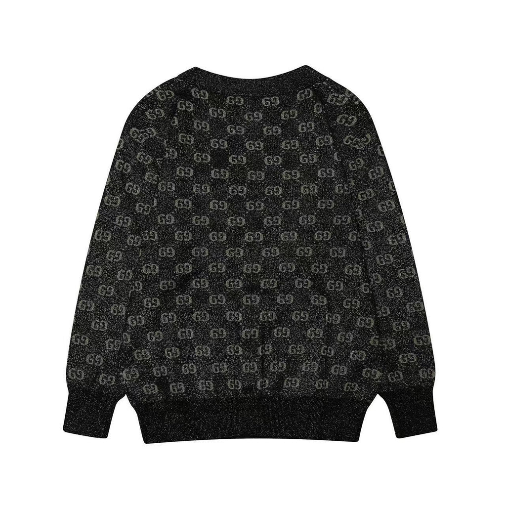 GUCCI Cardigan V-Neck Monogram Black Jacquard